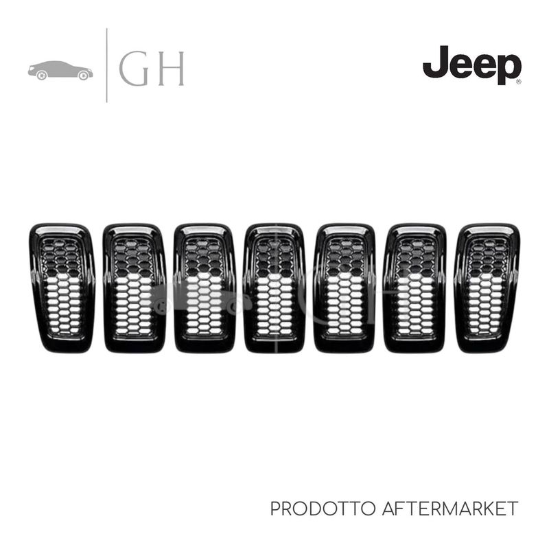 KIT 7 PZ. GRIGLIE RADIATORE CORNICI NERE PARAURTI ANT. JEEP CHEROKEE (V) 2015 - 68303626AA