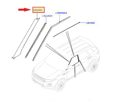 ORIGINALE - MODANATURA RIVESTIMENTO / MONTANTE ESTERNO PARABREZZA SX RANGE ROVER EVOQUE L538 - LR077218