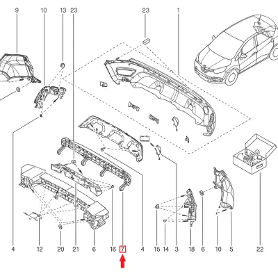 ORIGINALE - ASSORBITORE / SUPPORTO / RINFORZO PARAURTI POST. RENAULT CAPTUR (I) - 850907385R