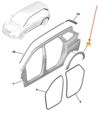 ORIGINALE - GIROPARAFANGO / MODANATURA PARACOLPI PARAFANGHINO POST SX PEUGEOT 5008 (II) - 98140714XT