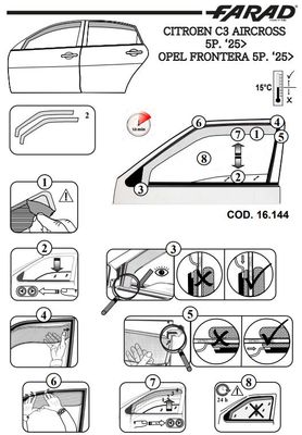 FARAD - SET 4 DEFLETTORI ARIA ANTIVENTO / ANTIPIOGGIA FUME' CITROEN C3 AIRCROSS II - 1-16.144