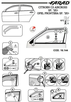 FARAD - SET 4 DEFLETTORI ARIA ANTIVENTO /ANTIPIOGGIA FUME' CITROEN C3 AIRCROSS 2