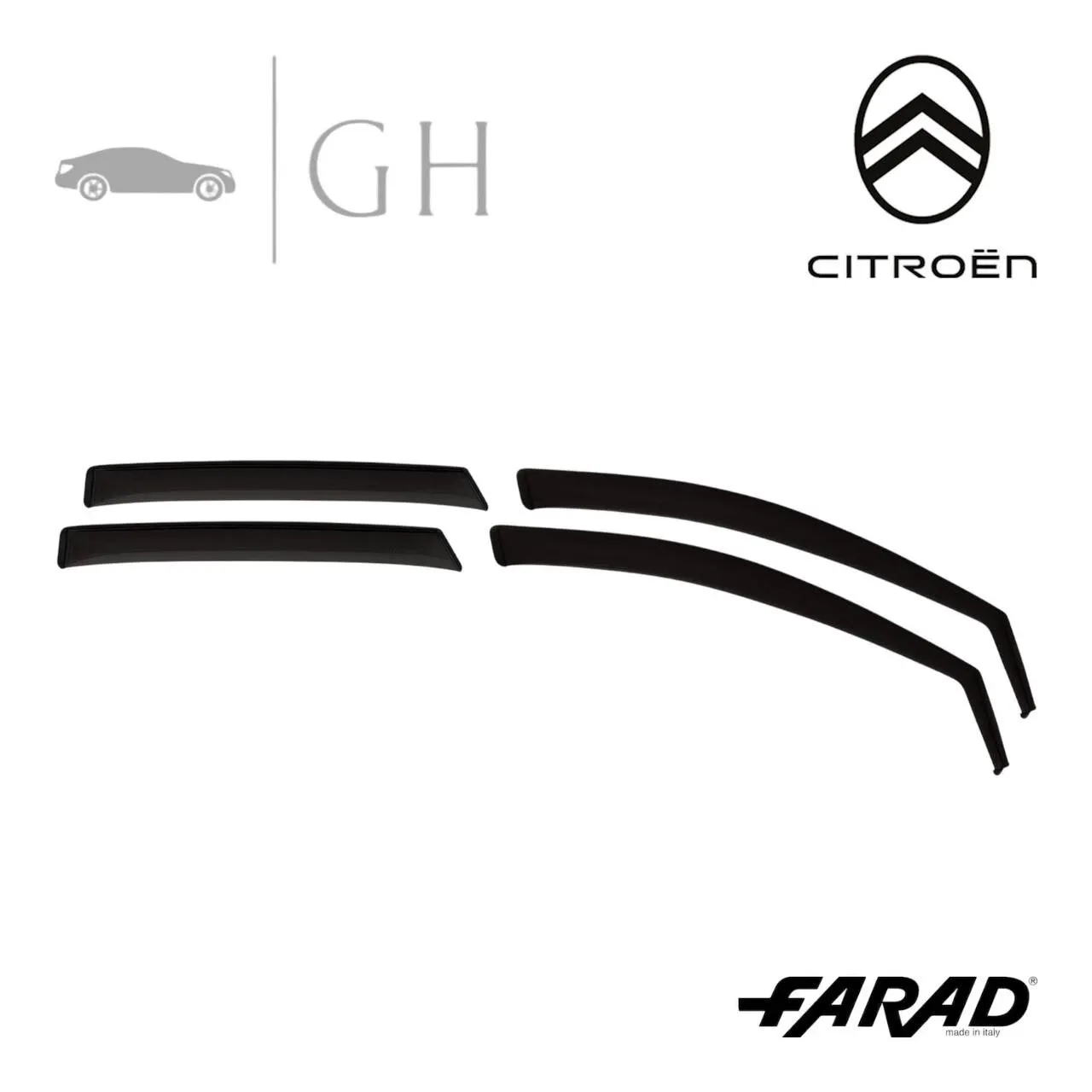 FARAD - SET 4 DEFLETTORI ARIA ANTIVENTO /ANTIPIOGGIA FUME' CITROEN C3 AIRCROSS 2