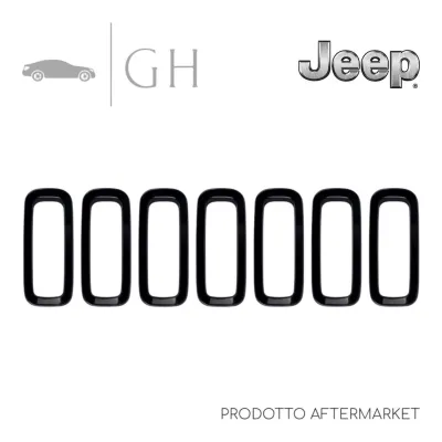 KIT 7 PZ COVER CORNICI ADESIVE GRIGLIE RADIATORE NERE PARAURTI ANT JEEP RENEGADE