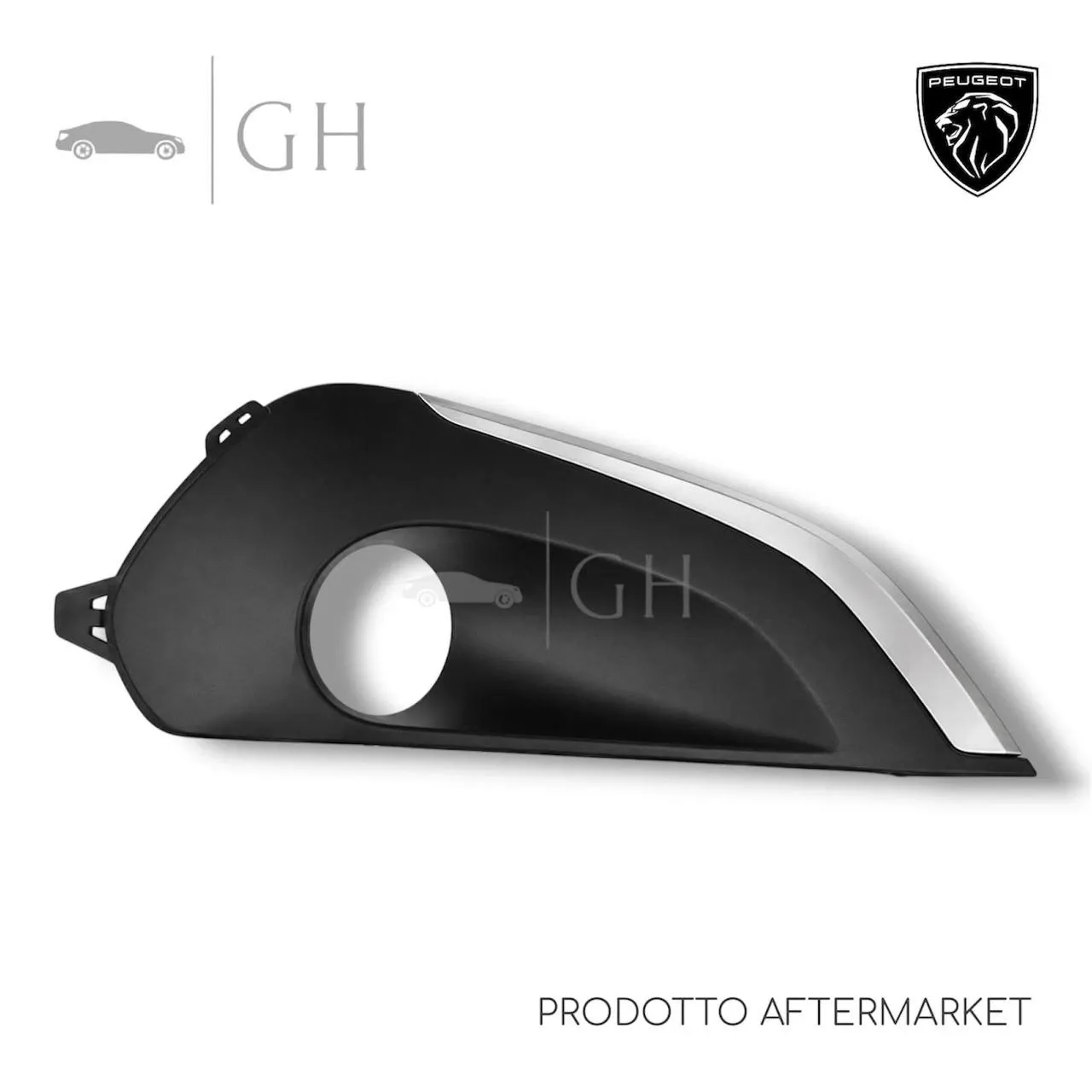 GRIGLIA / CORNICE FENDINEBBIA C/CROMATURA DX PARAURTI ANT. PEUGEOT 208 (I) REST.