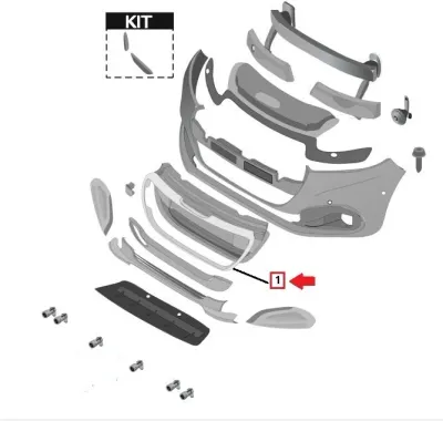 CORNICE C/PRIMED GRIGLIA RADIATORE PARAURTI ANT. PEUGEOT 208 (I) RESTYLING