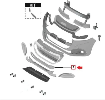 GRIGLIA RADIATORE INFERIORE PARAURTI ANT. PEUGEOT 208 (I) RESTYLING