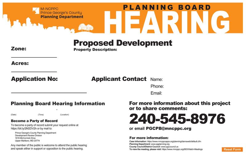 PLANNING BOARD HEARING Sign.