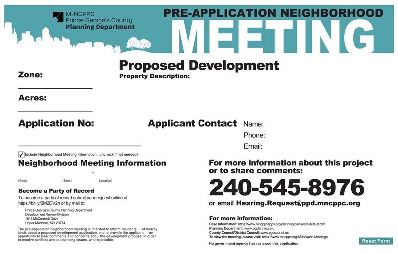 PRE-APPLICATION NEIGHBORHOOD MEETING Sign