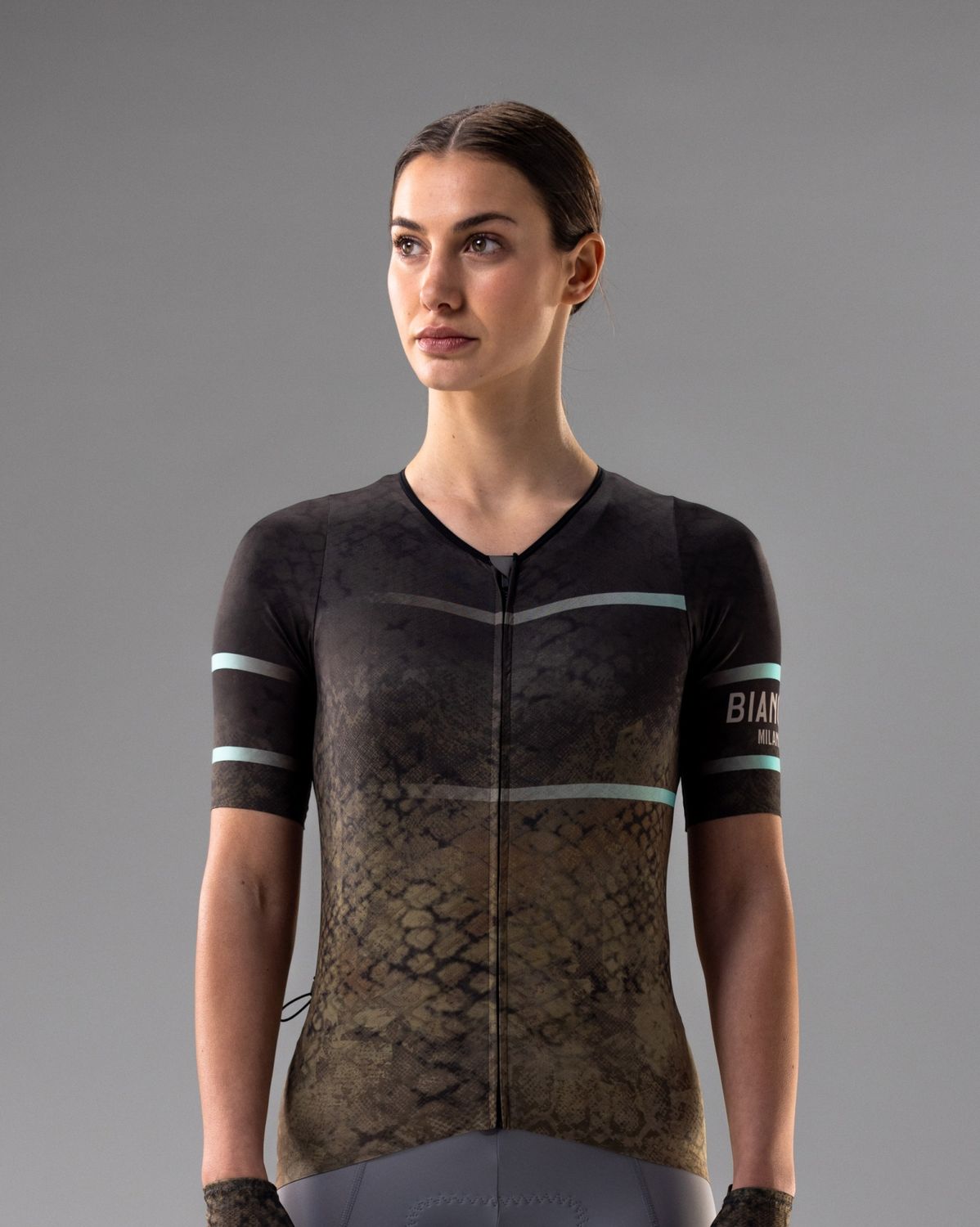 Jersey Bianchi women- Gravel con zíper