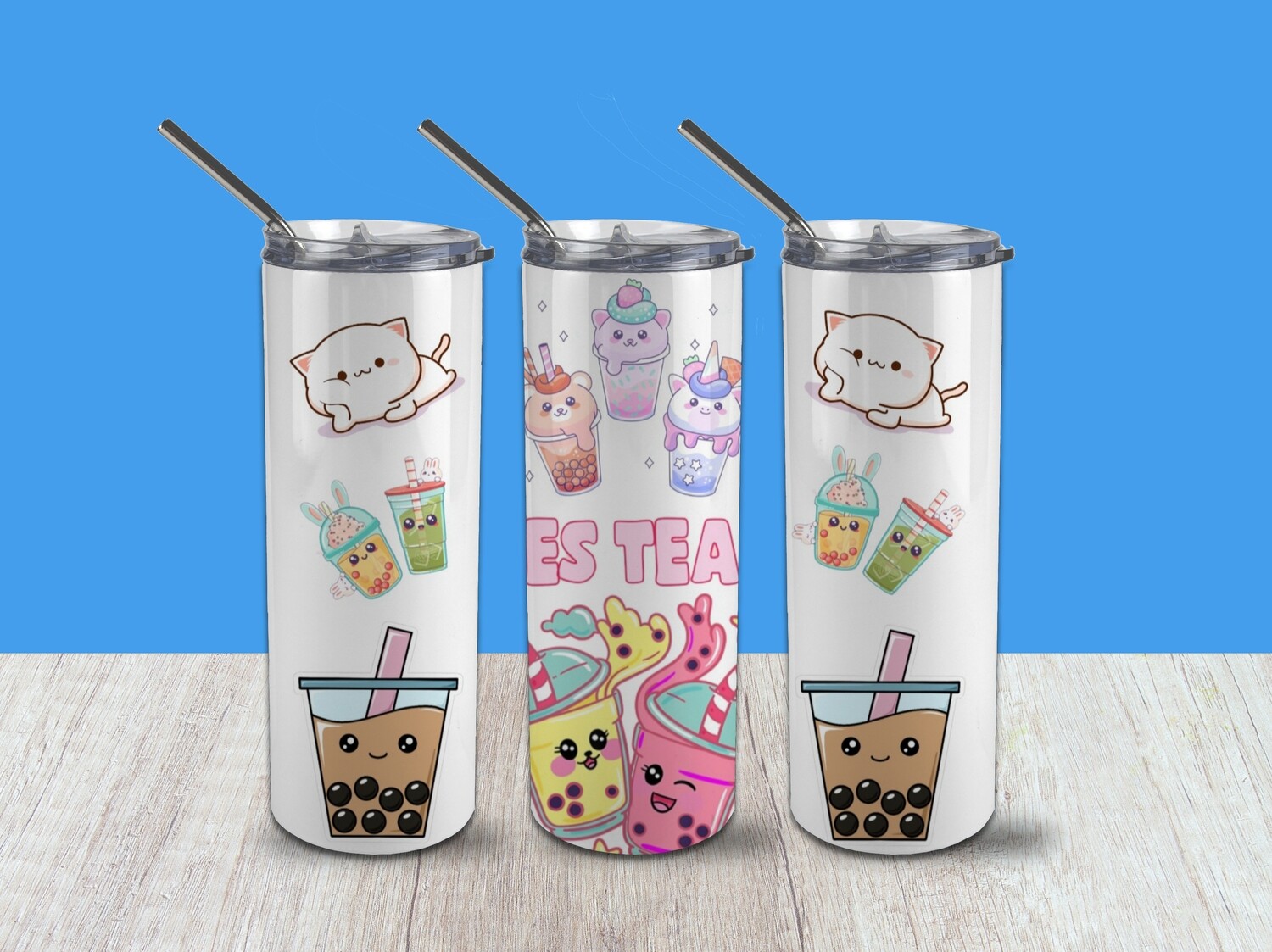20 oz Kawaii Boba BesTea Stainless Steel Insulated Sublimation Tumbler