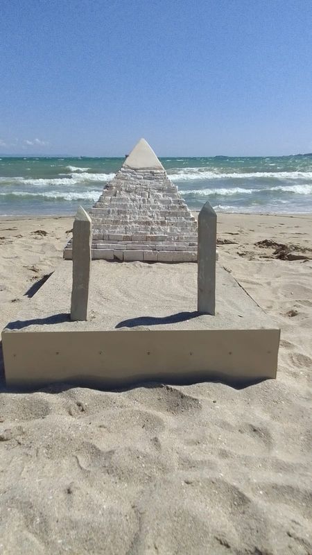 Model of Great Pyramid of Cheops in Egypt made of stone just like the ancient builders