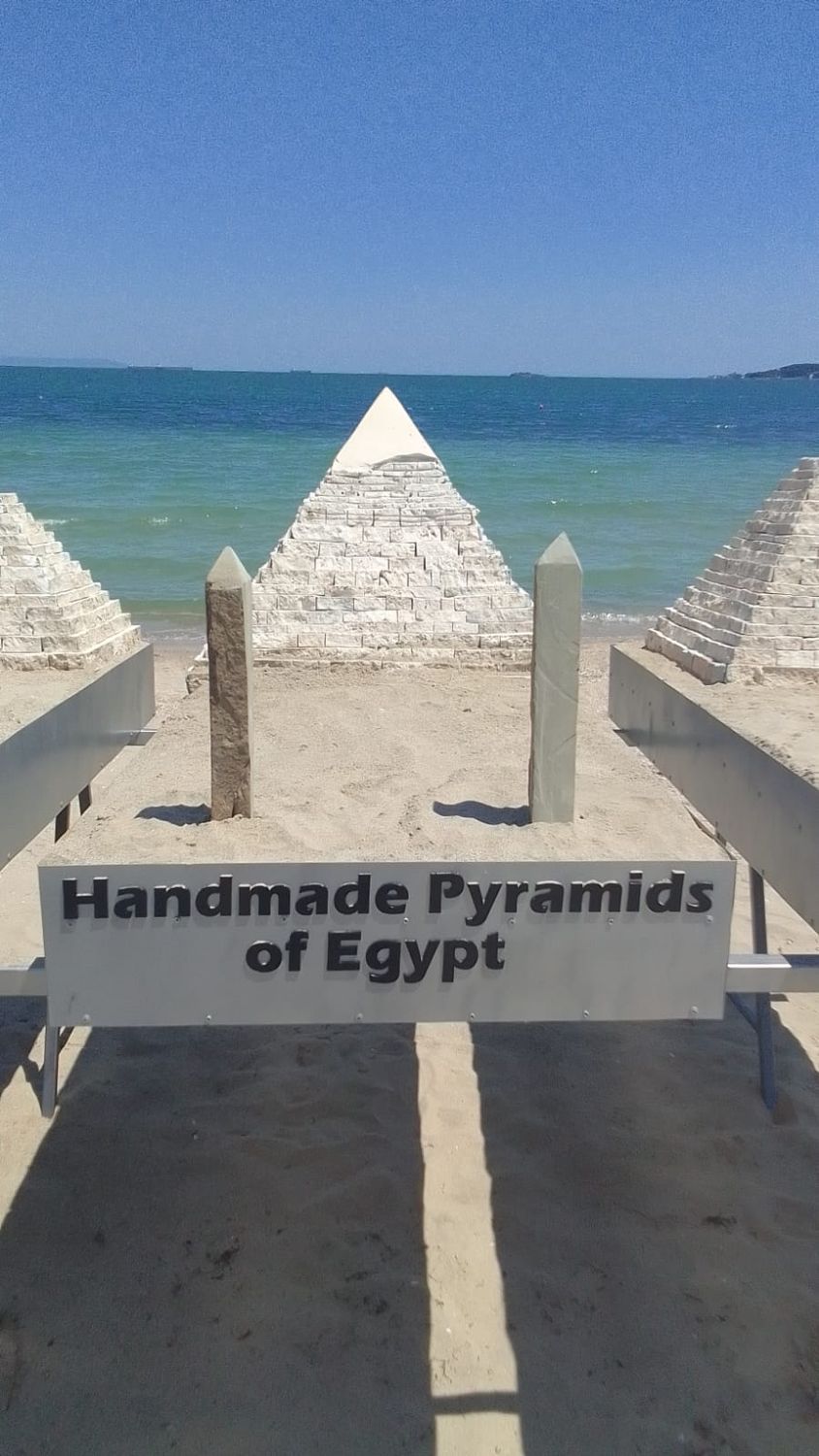 Model of Great Pyramid of Cheops in Egypt made of stone just like the ancient builders