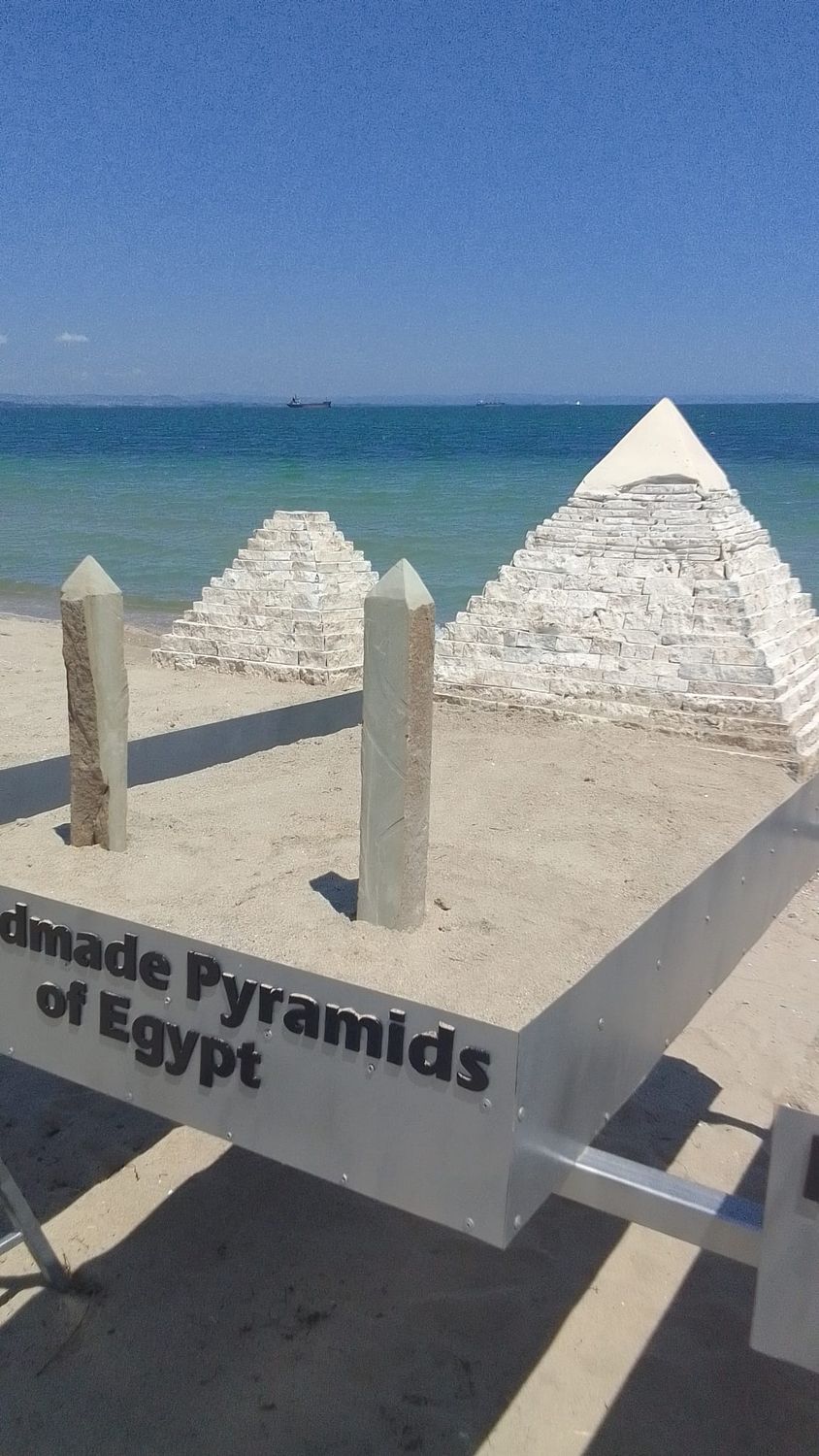 model of the pyramid of Khanfre built using techniques inspired by the ancient Egyptians