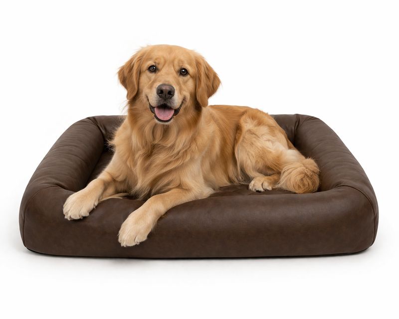 Orthopädisches veg. Leder- Hundebett m. Ferninfrarot