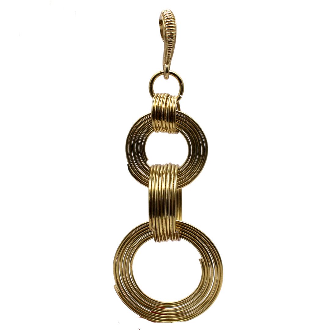 Dangle design with three hoops Brass