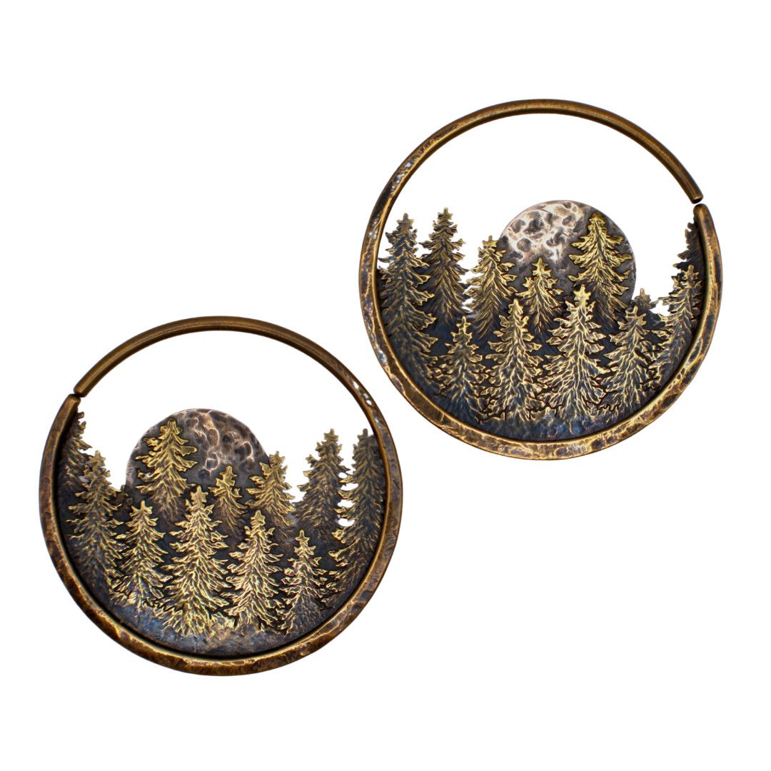 Pine Forest Hoop w/ Moon brass