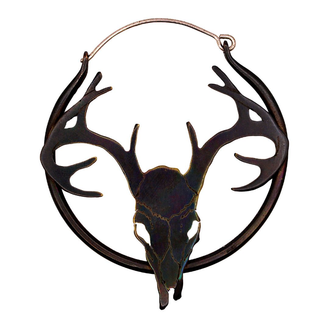 Deer Skull Earrings Matte Black