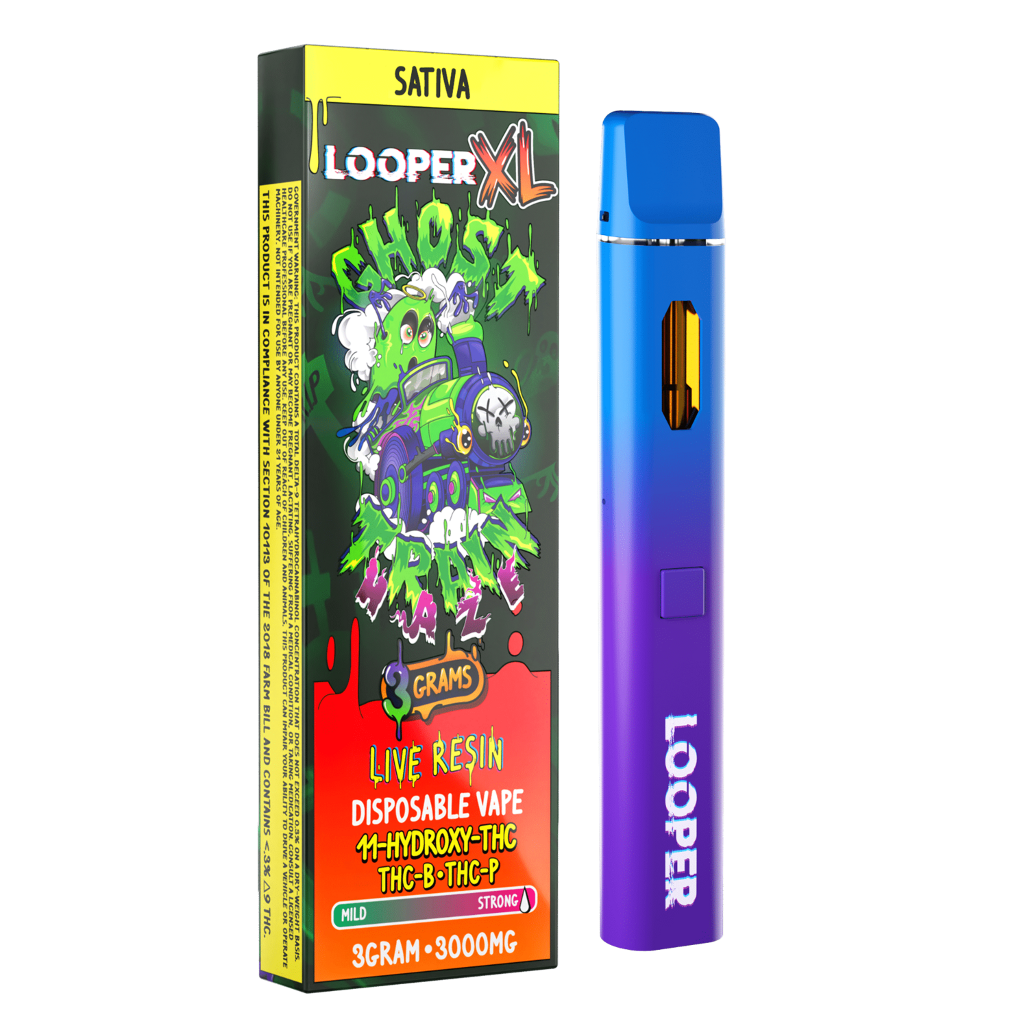 Looper XL 3g Disposable, Strain: Ghost Train Haze