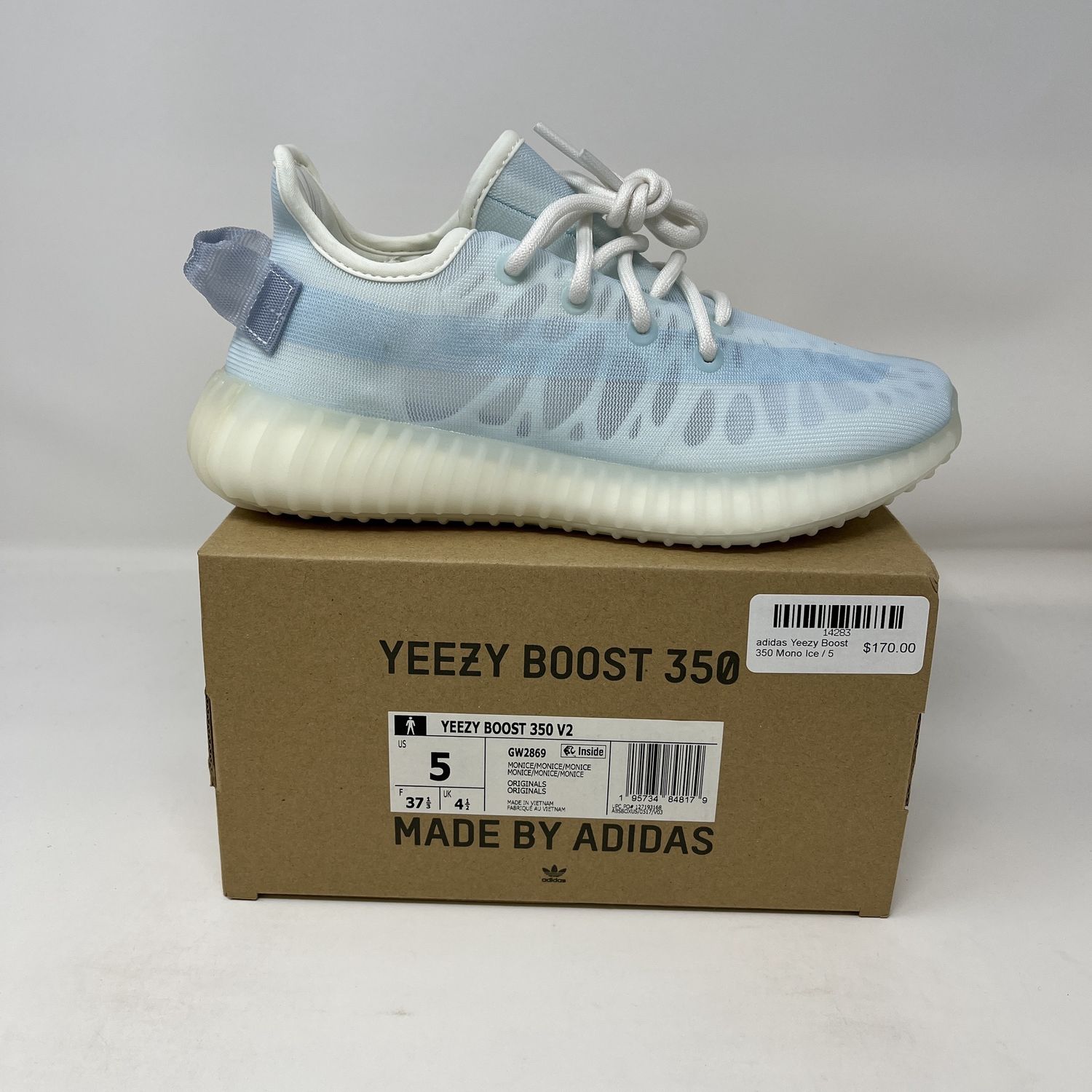 mono ice yeezy 350 on feet