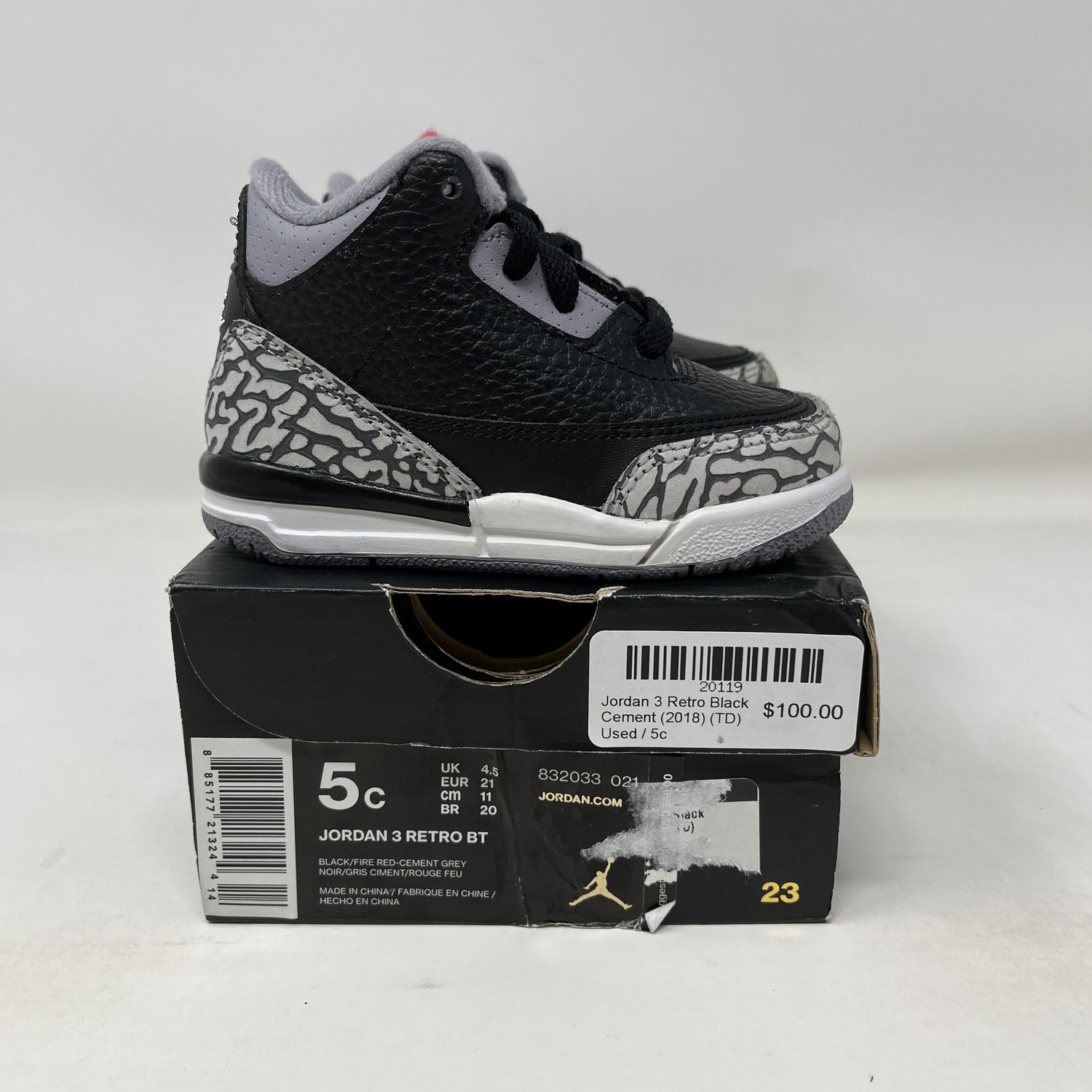 Jordan 3 Retro Black Cement (2018) (TD) Used