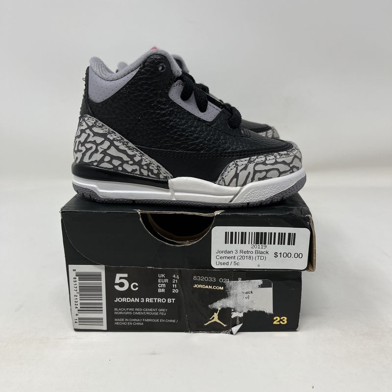 Jordan 3 Retro Black Cement (2018) (TD) Used