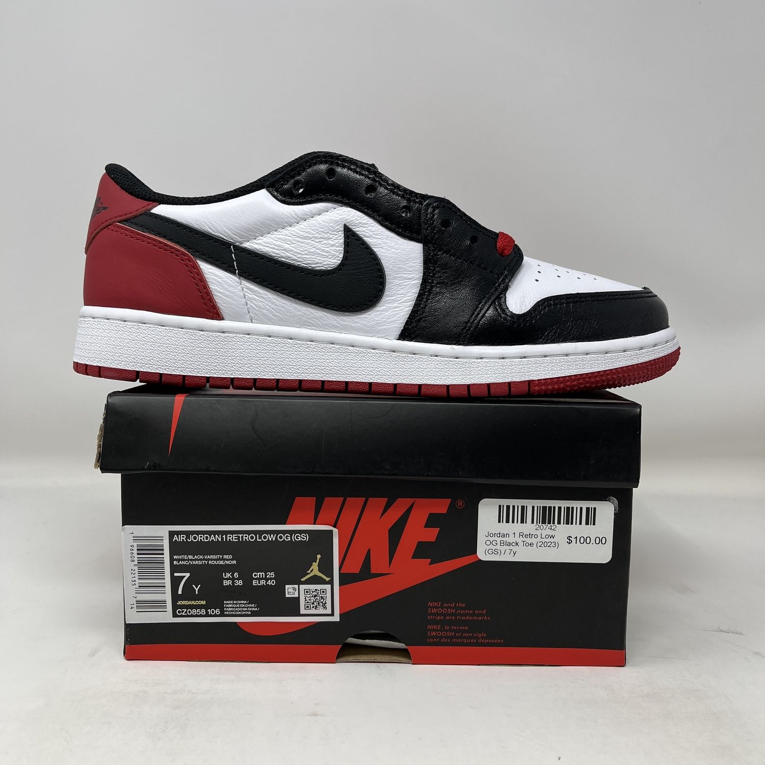 Jordan 1 Retro Low OG Black Toe (2023) (GS)
