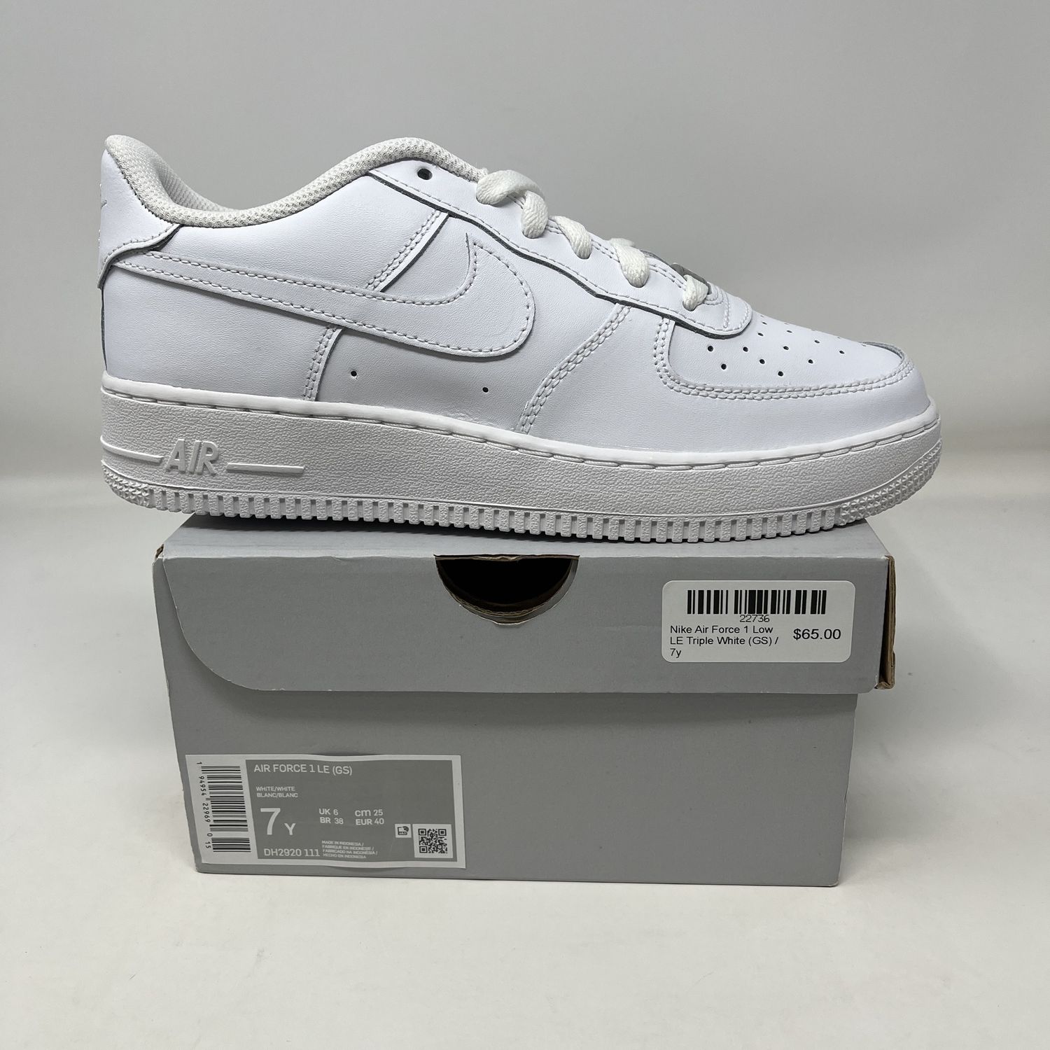 Nike Air Force 1 Low LE Triple White (GS)