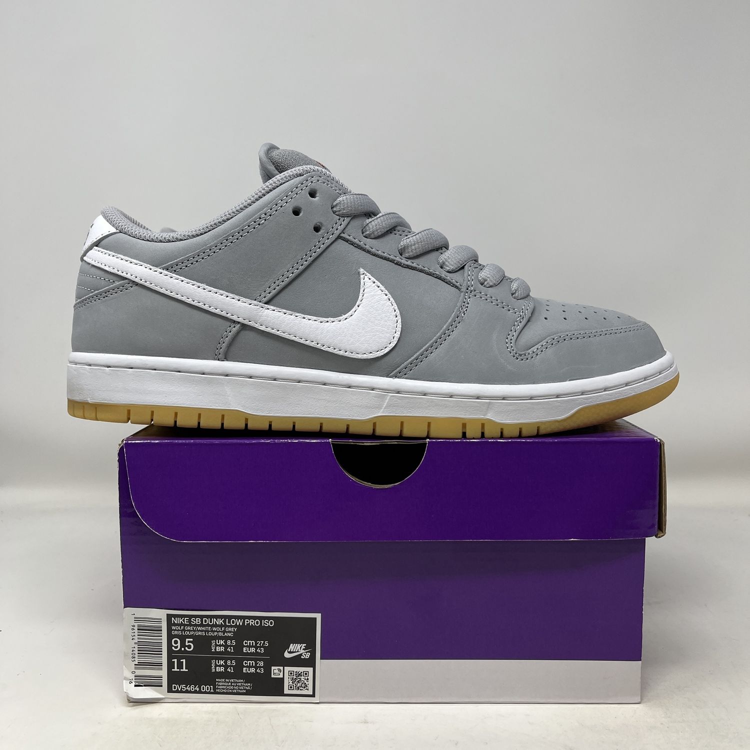 Nike SB Dunk Low Pro ISO Orange Label Wolf Grey Gum (Used)