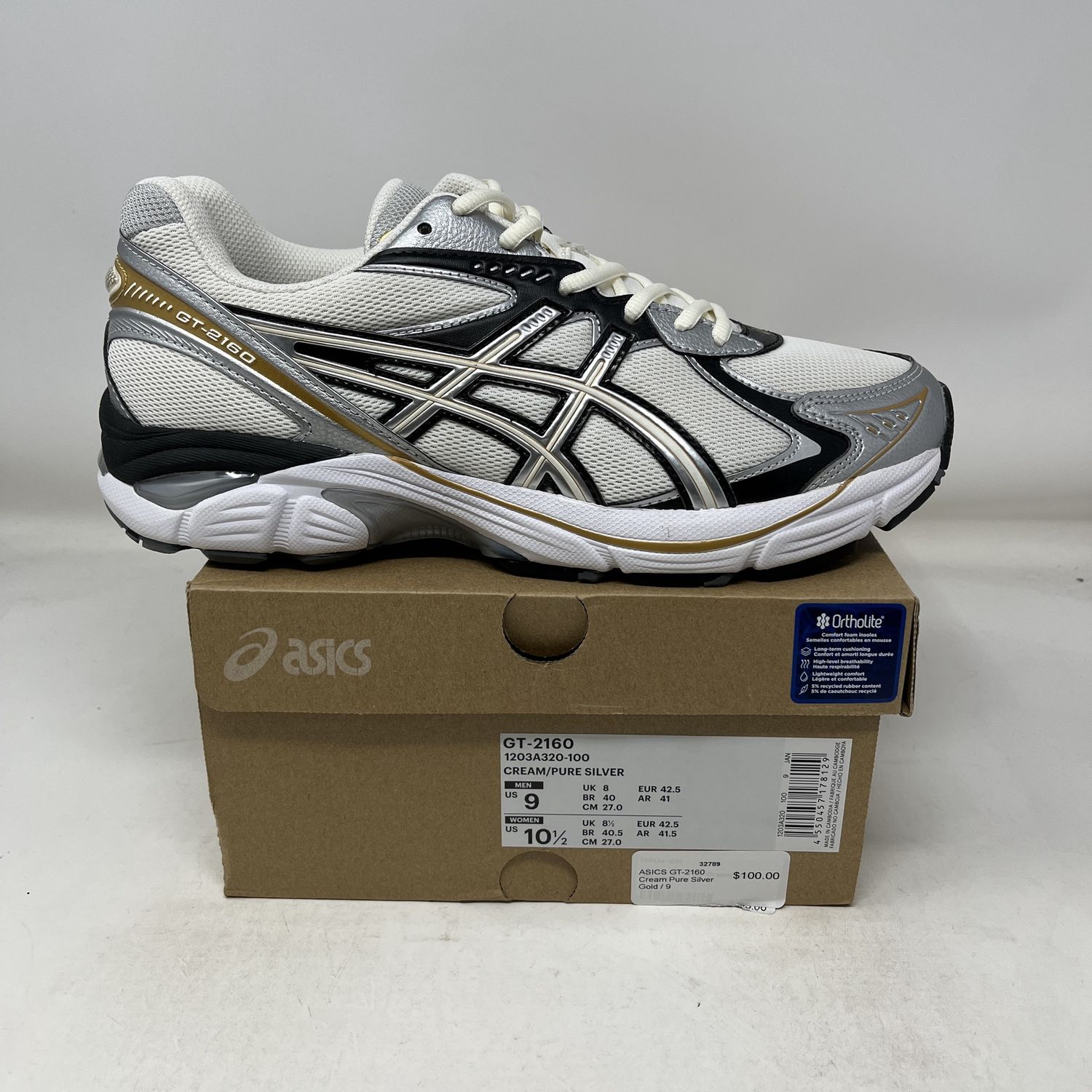 ASICS GT-2160 Cream Pure Silver Gold