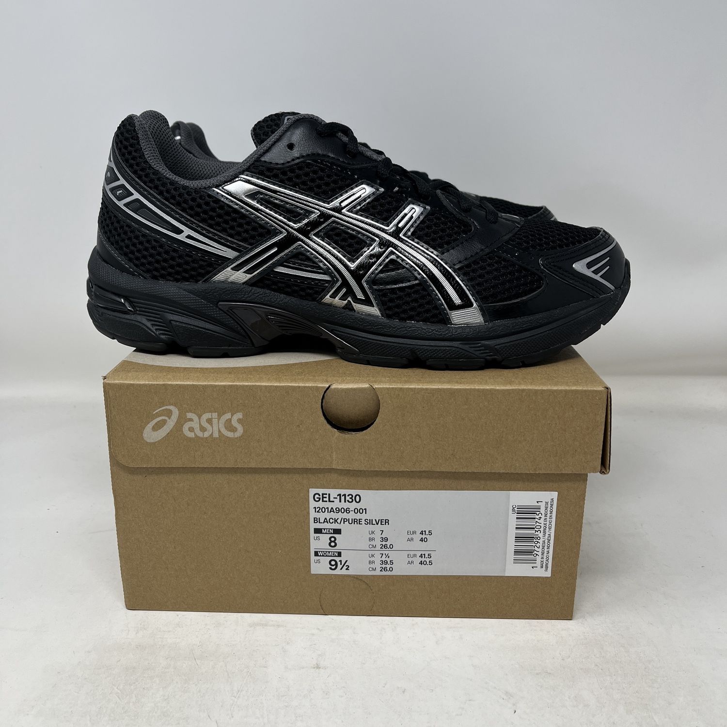 ASICS Gel-1130 Black Pure Silver Used
