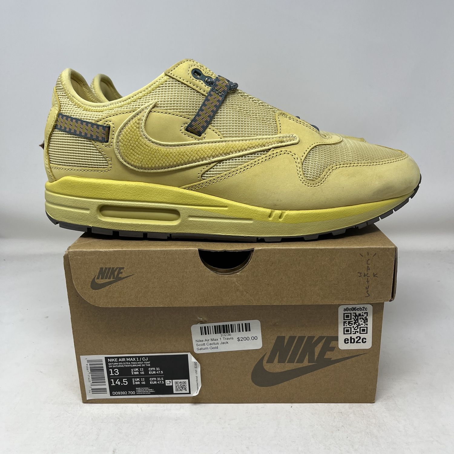 Nike Air Max 1 Travis Scott Cactus Jack Saturn Gold Used
