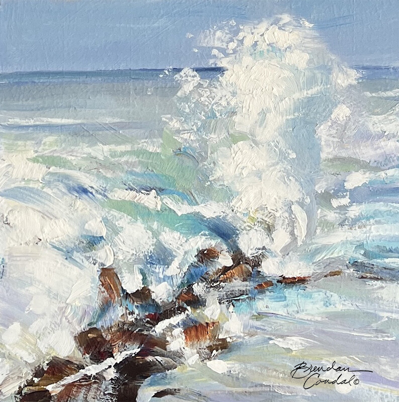 Crashing Wave 6x6 oil on Panel