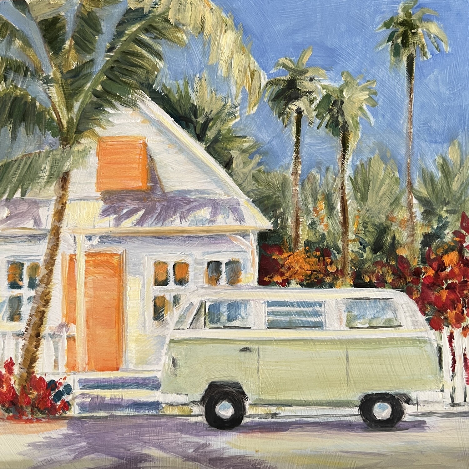 Key West Cottage. 8x8 oil on panel unframed