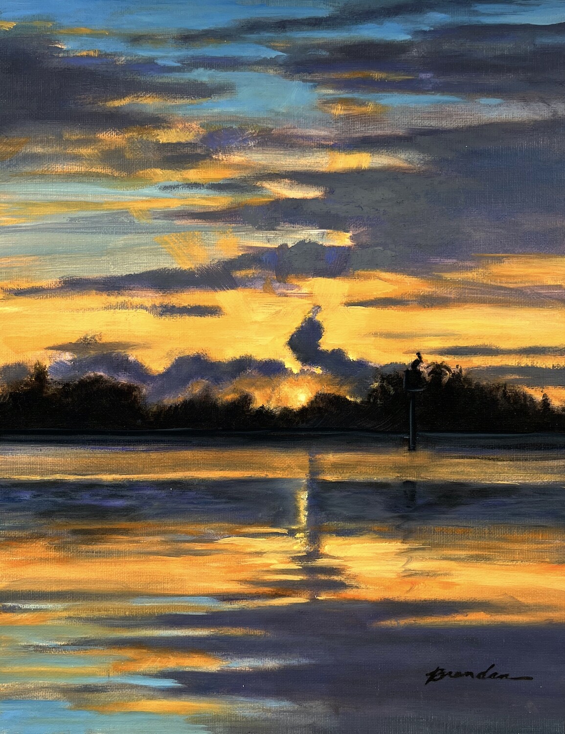 Original-North Jetty Sun Rise 11x14 Oil on panel unframed