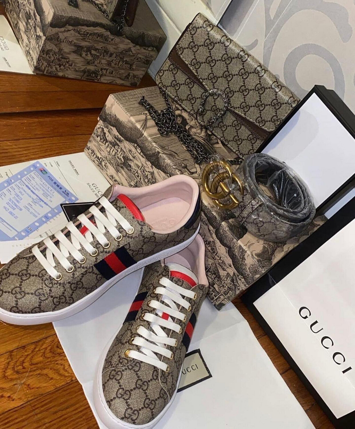 Gucci Ace Sneakers With Matching Handbag