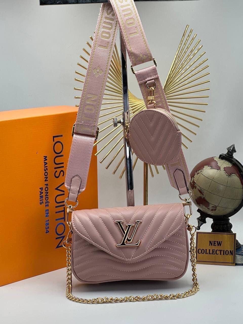 LOUIS VUITTON Calfskin New Wave Multi Pochette Rose Ballerine