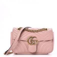 Gucci Marmont Shoulder Bag GG Small Pastel Pink with Gold Letters