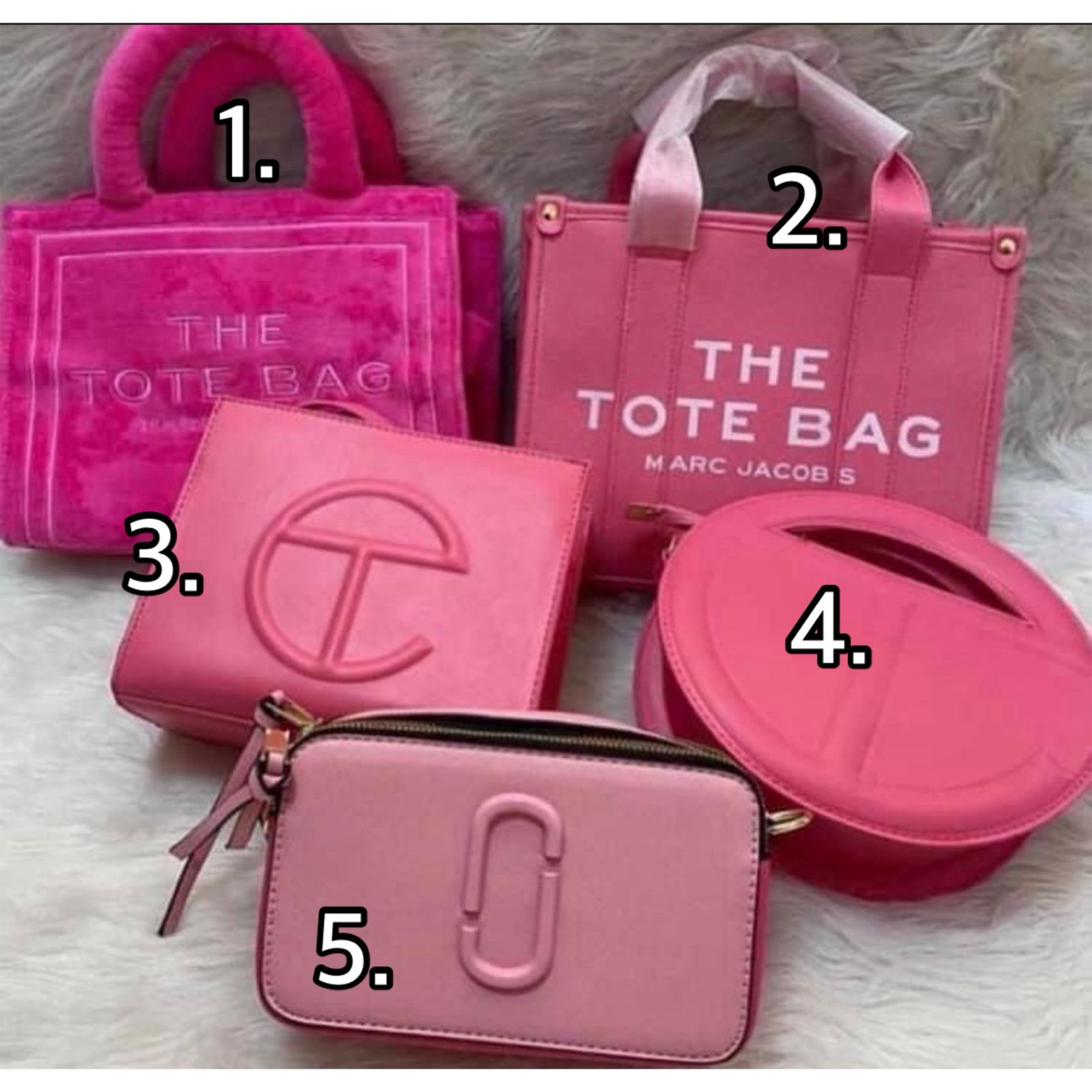Pink Marc Jacob And Telfar Handbags Each