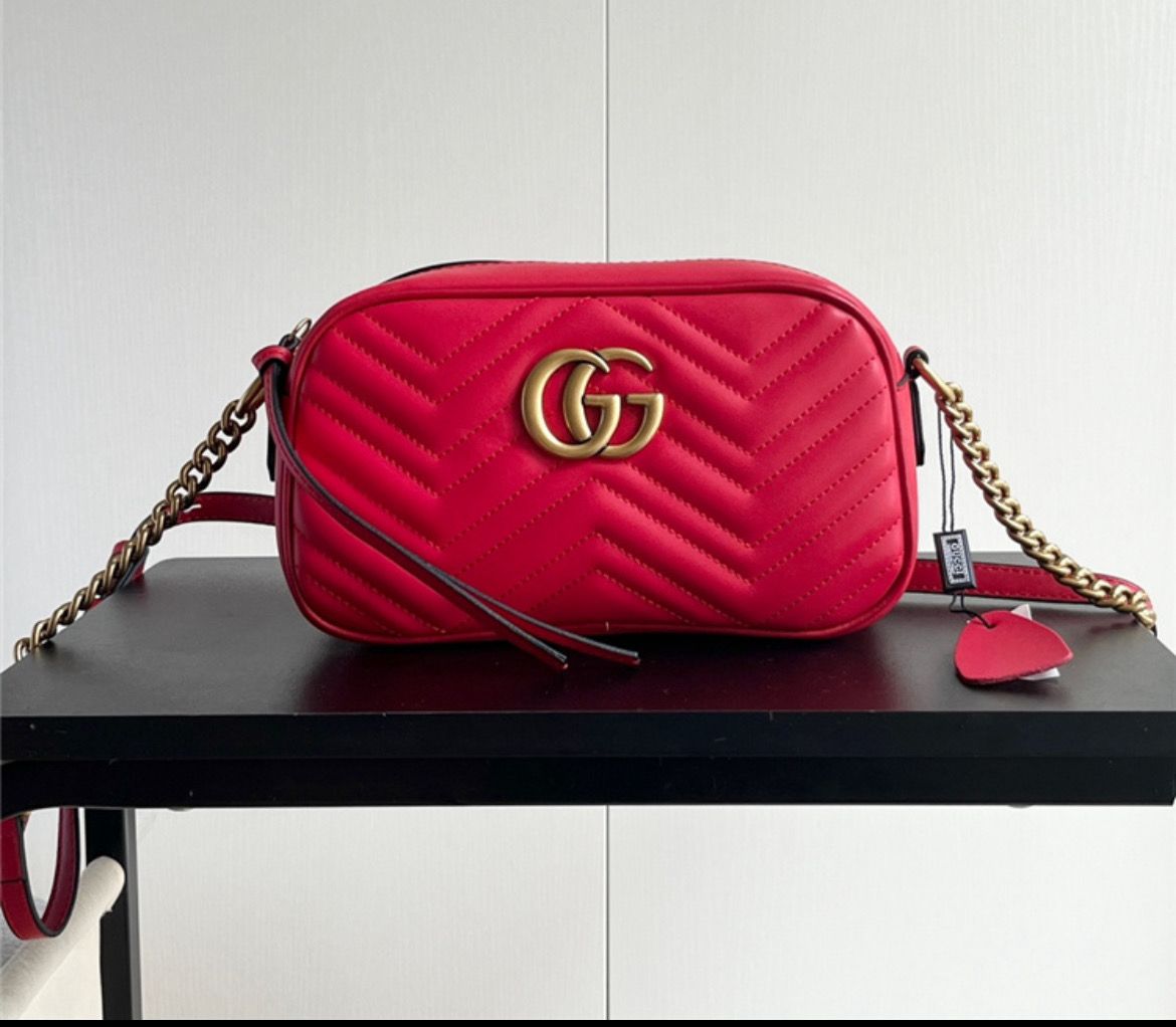 Red Gucci with Gold Letters Handbag
