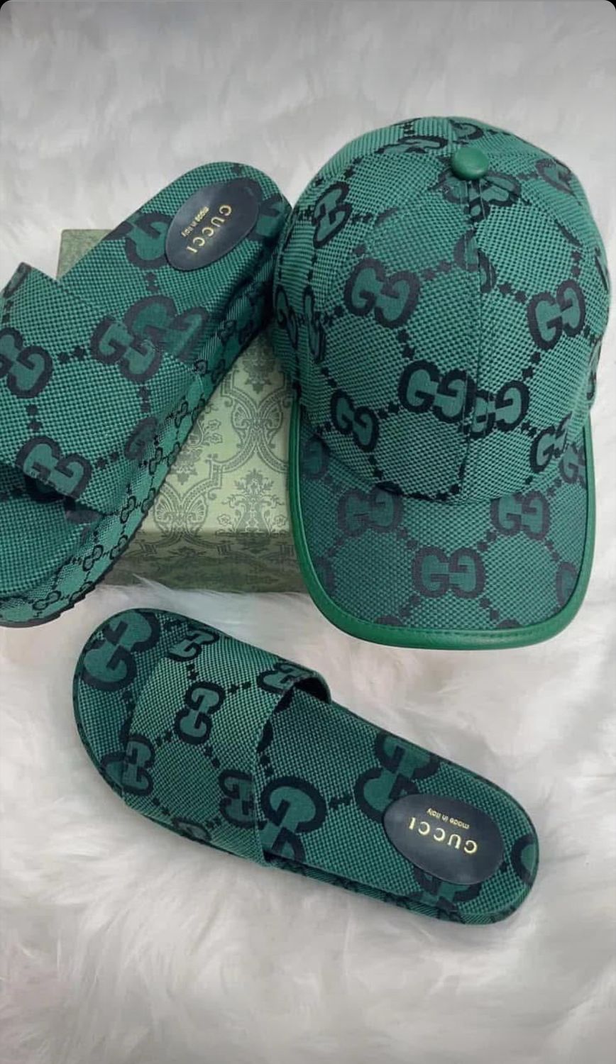 Green Gucci Sandals &amp; Hat