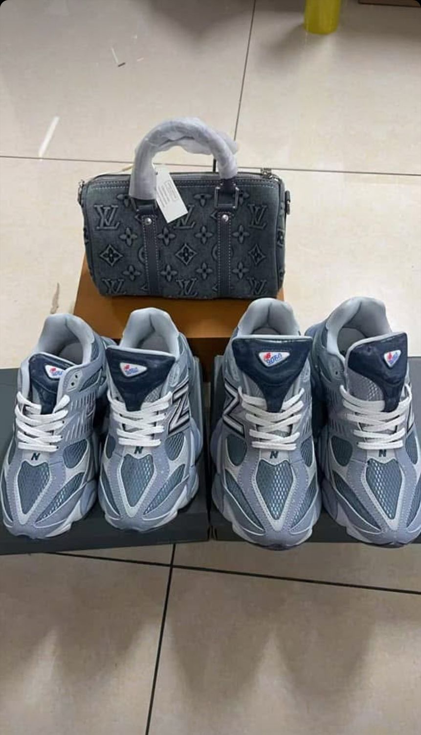 Blue new balances with blue Louis Vuitton bag