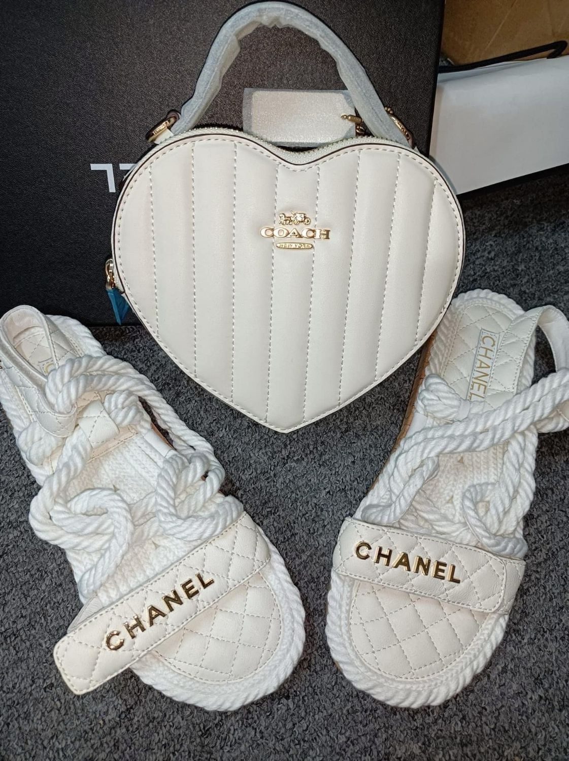 Heart-Shaped Coach Handbag &amp; Chanel Sandals