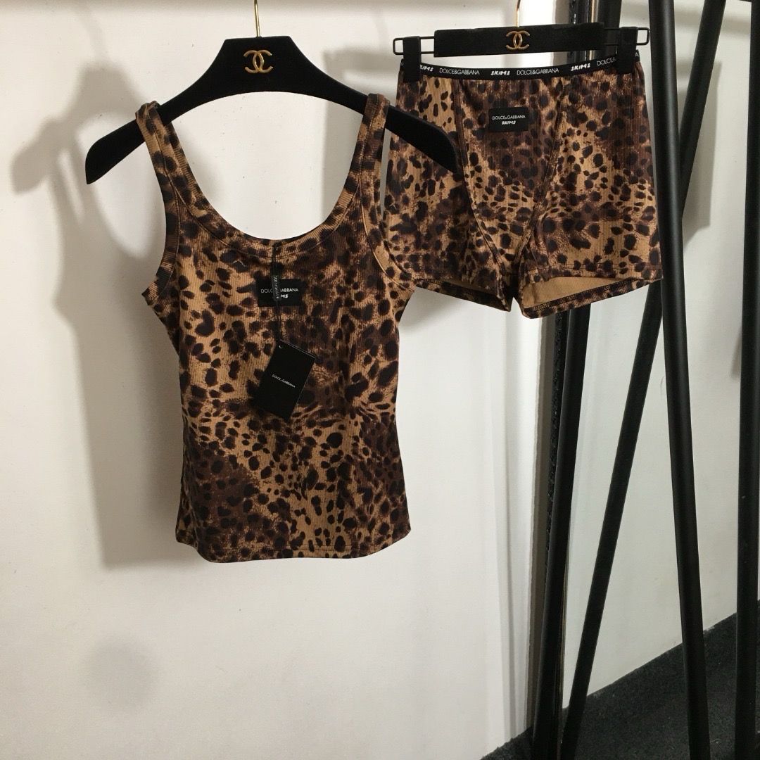 Cheetah Print Dolce and Gabanna Two Piece Short Shorts Set