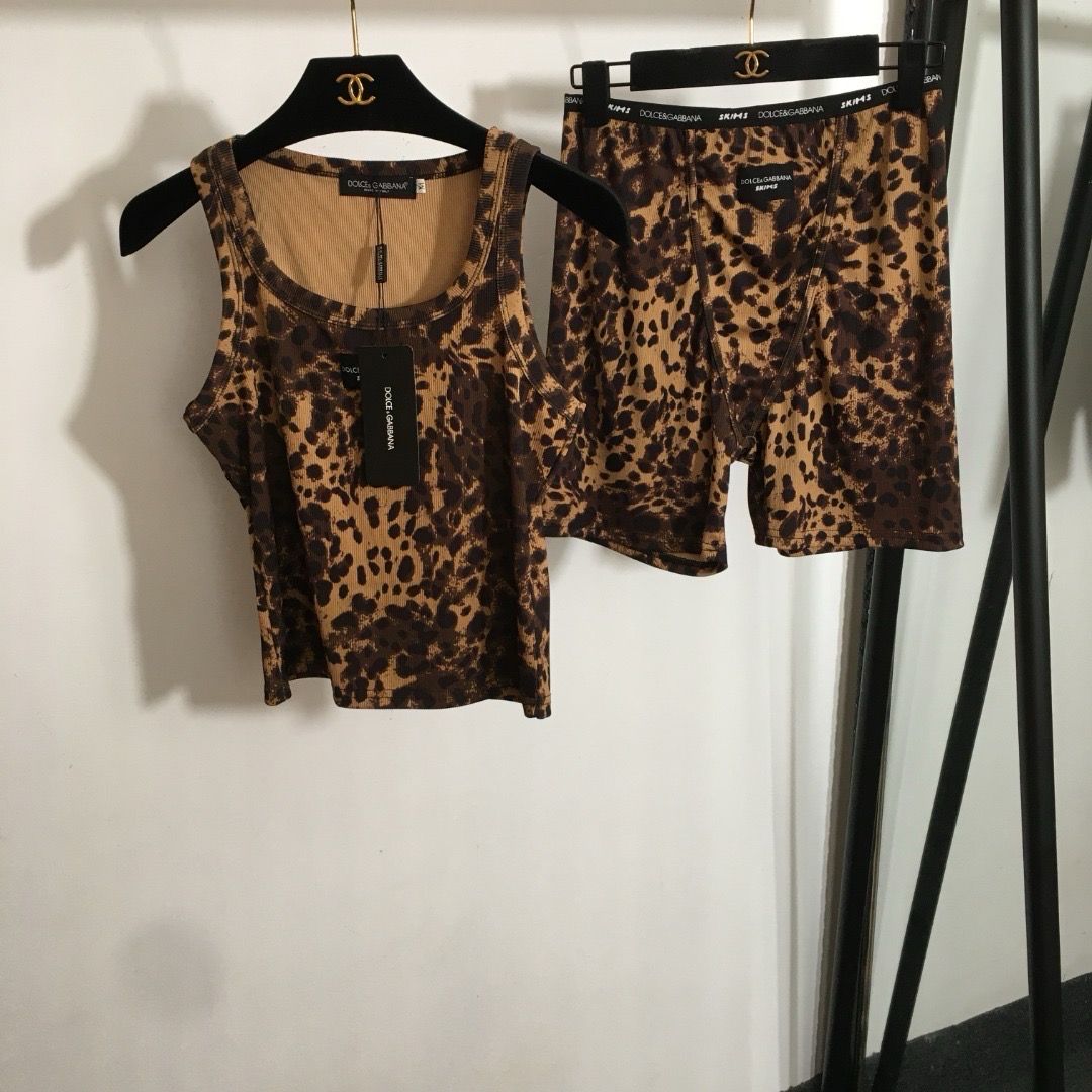 Cheetah Print Dolce and Gabanna Two Piece Shorts Set