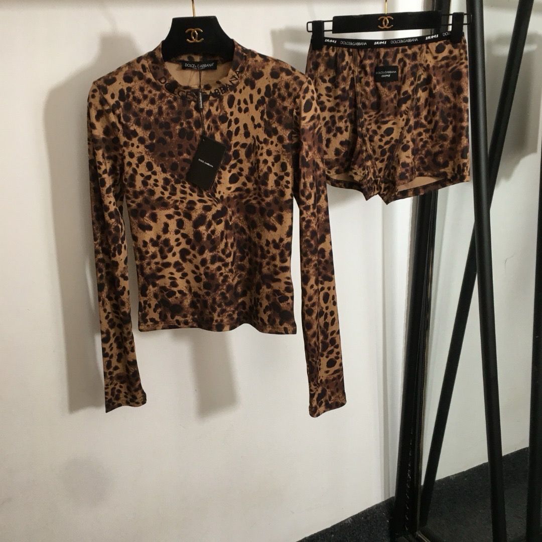Cheetah Print Dolce and Gabanna Two Piece Short Shorts Set