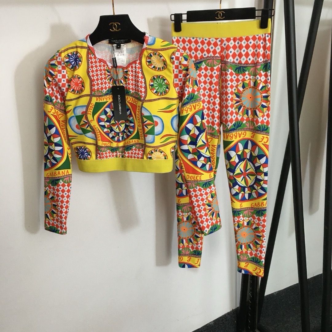 Yellow And Red Dolce and Gabanna Two Piece Set