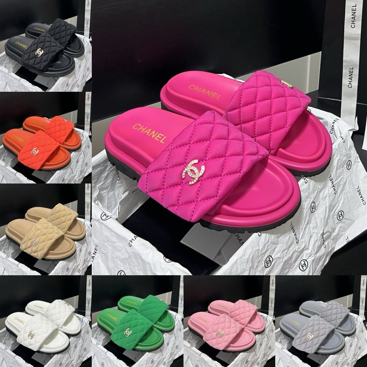 CC sandals Black, Orange, Tan, White, Green, Pink, Gray