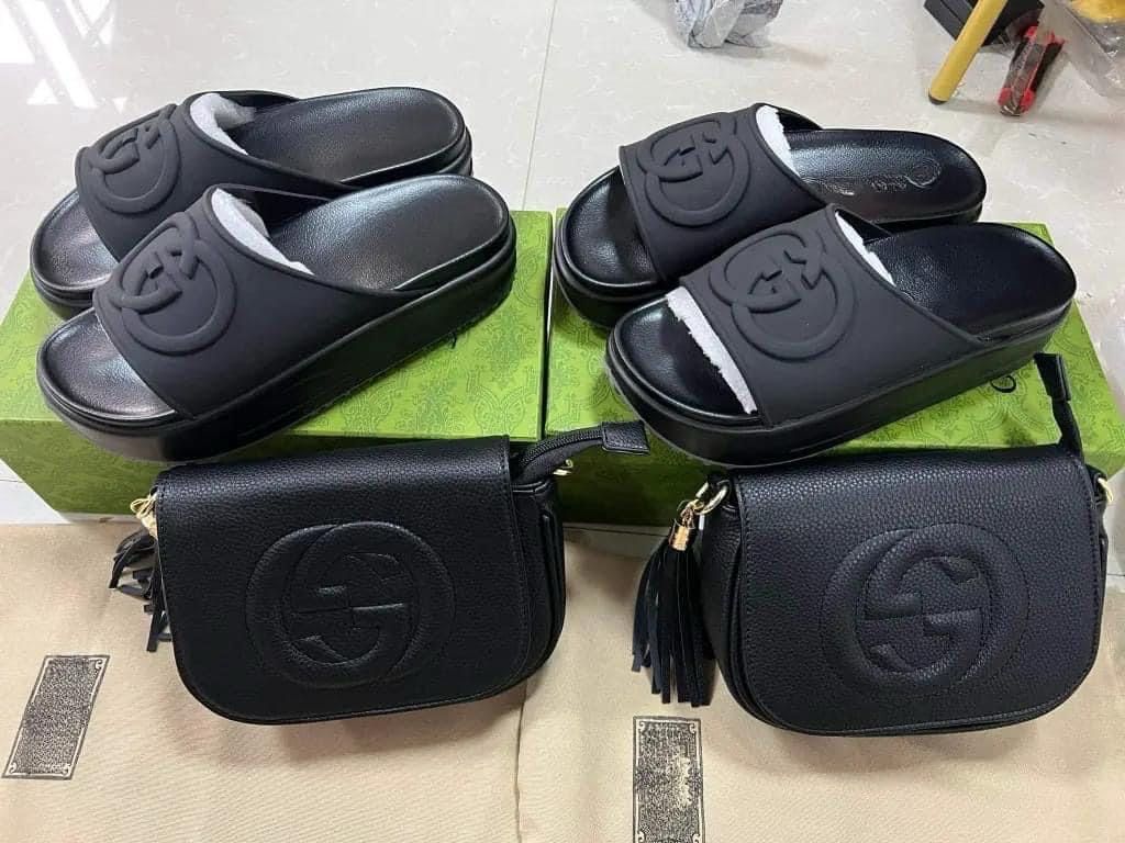 Black GG Handbag &amp; Black GG Sandals