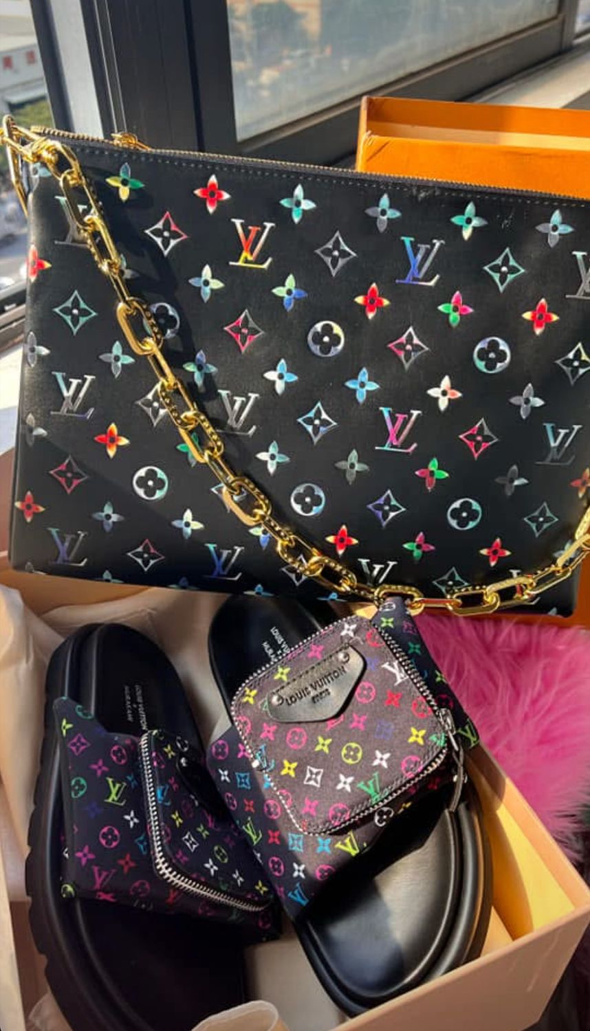 Louis Vuitton Slides and Bag